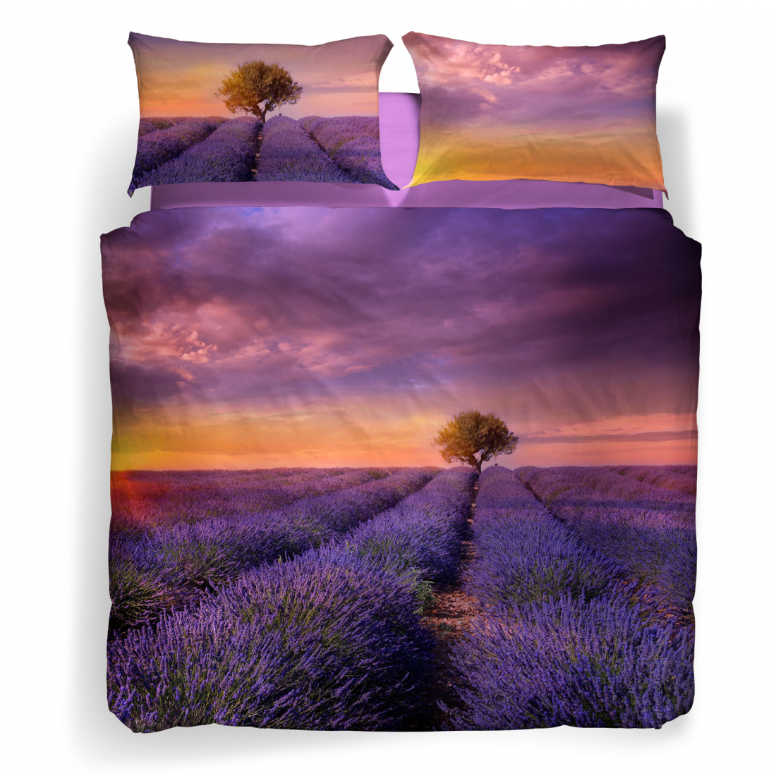 Lavender sunset Bed Linen Set - King size bed, 4 Stücke