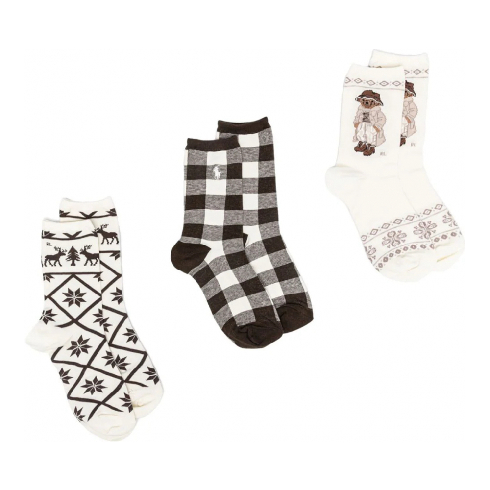 Women's 'Patterned-Jacquard' Socks - 3 Pieces