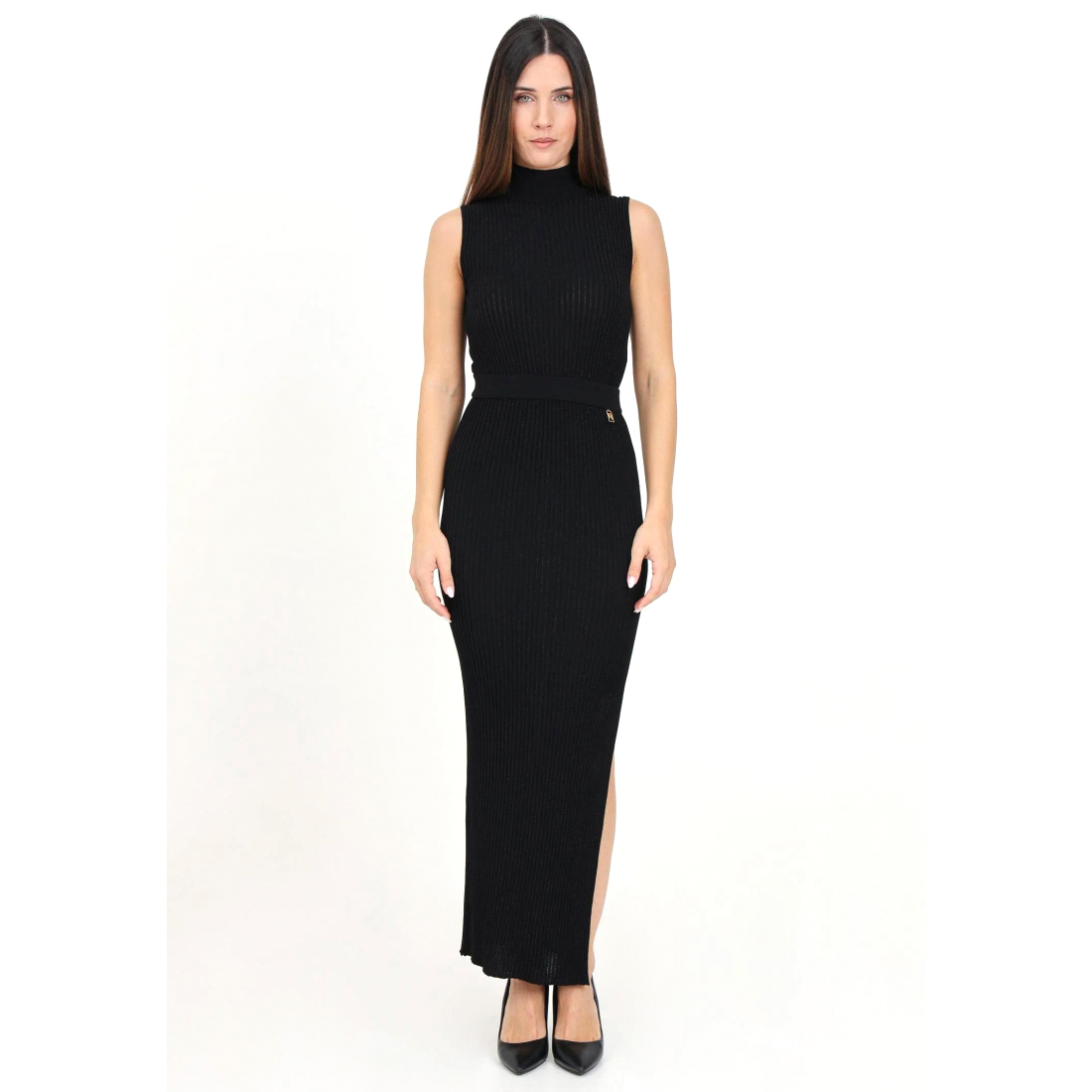 'Ribbed Lurex' Ärmelloses Kleid für Damen