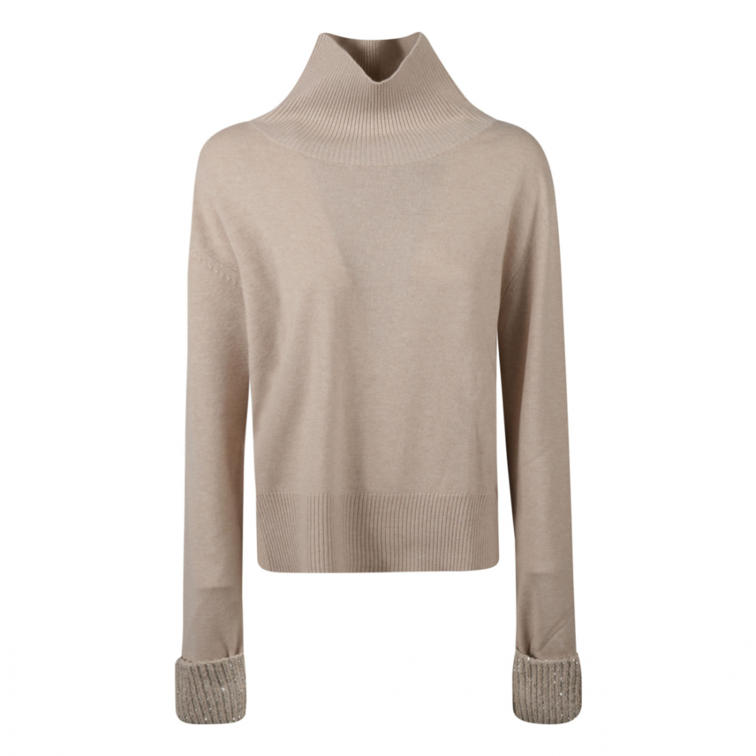 'Wide High-Neck Rib Trim' Pullover für Damen