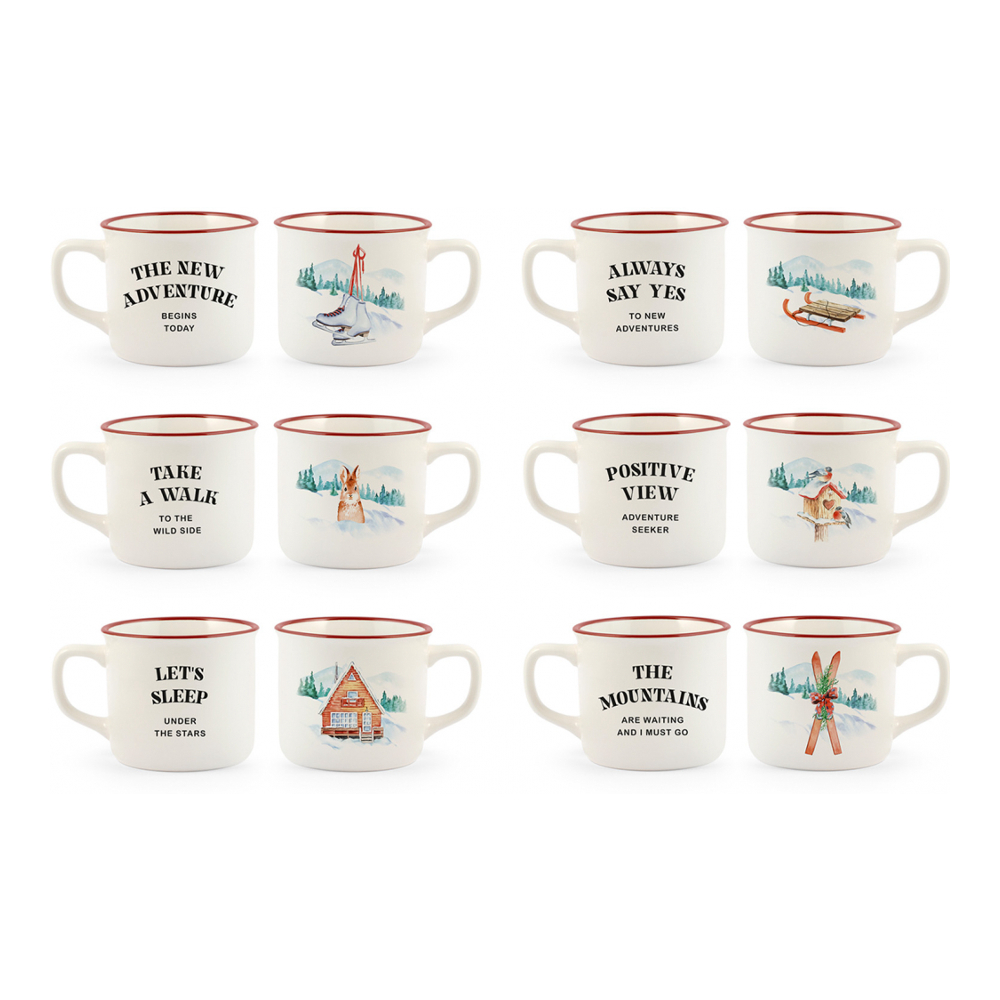 'Mountain' Tea Cup Set - 220 cc, 6 Pieces