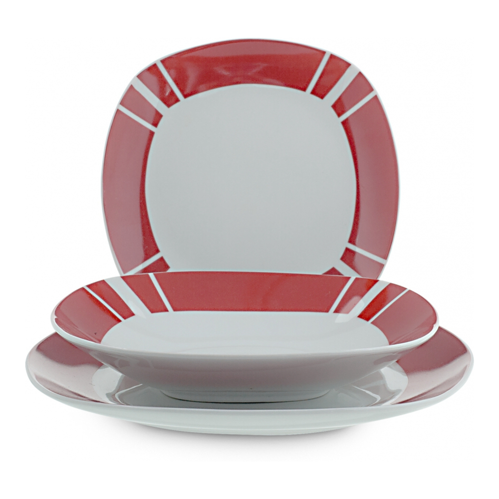 'Rouge' Plate Set - 18 Pieces