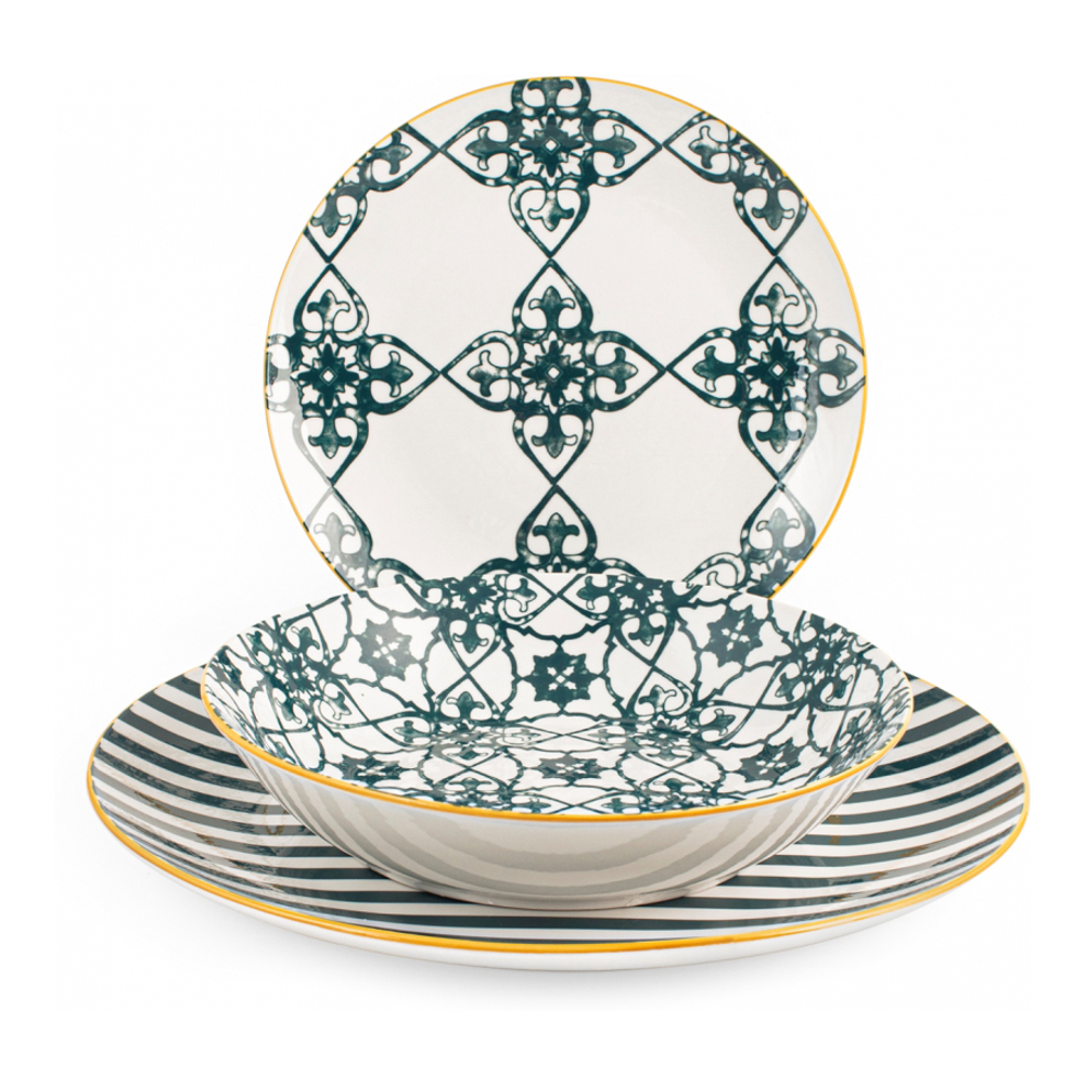 'Emerald' Plate Set - 18 Pieces