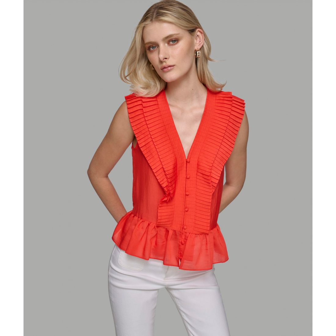 'Pleated Ruffle Top' pour Femmes