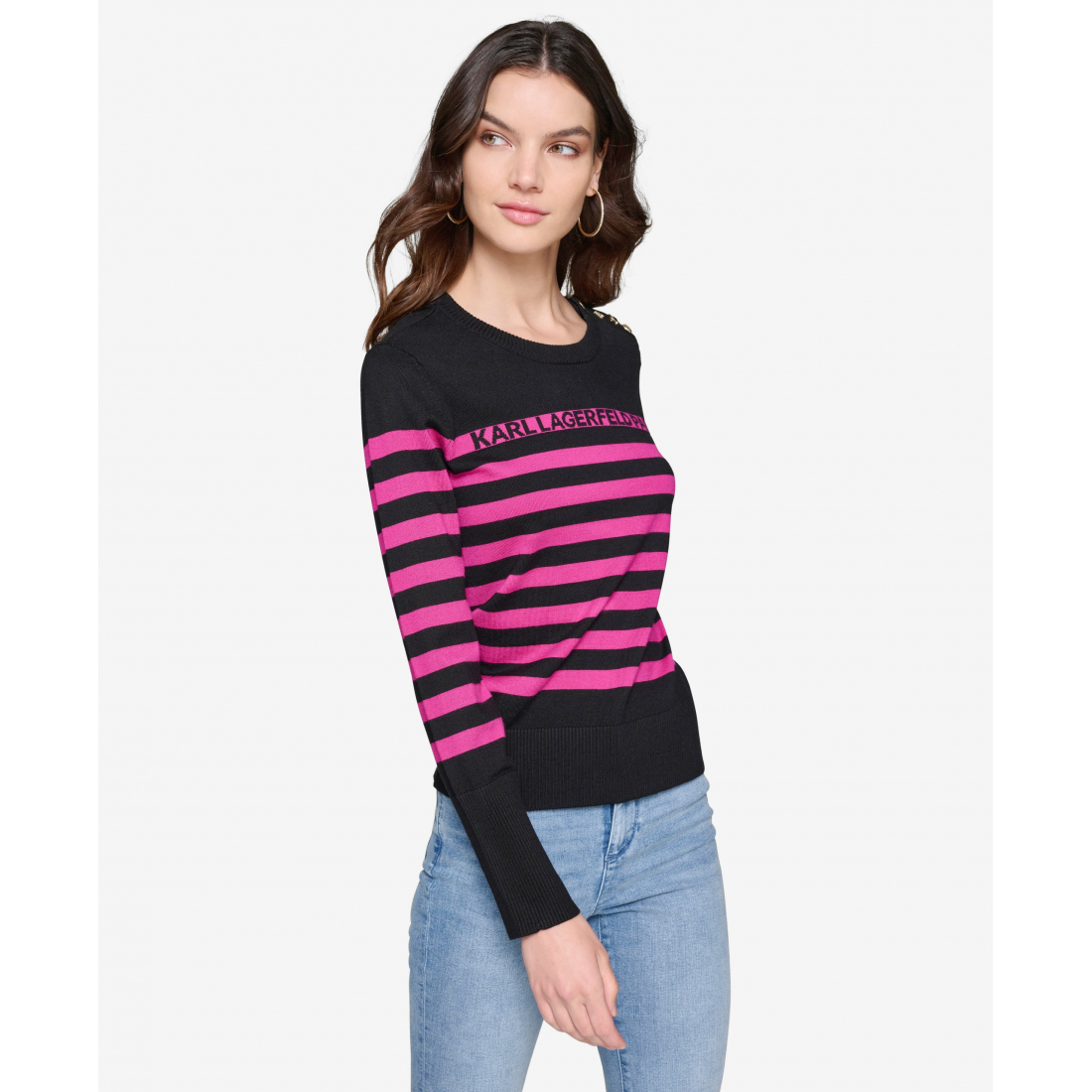 'Striped Logo Sweater With Pins' pour Femmes