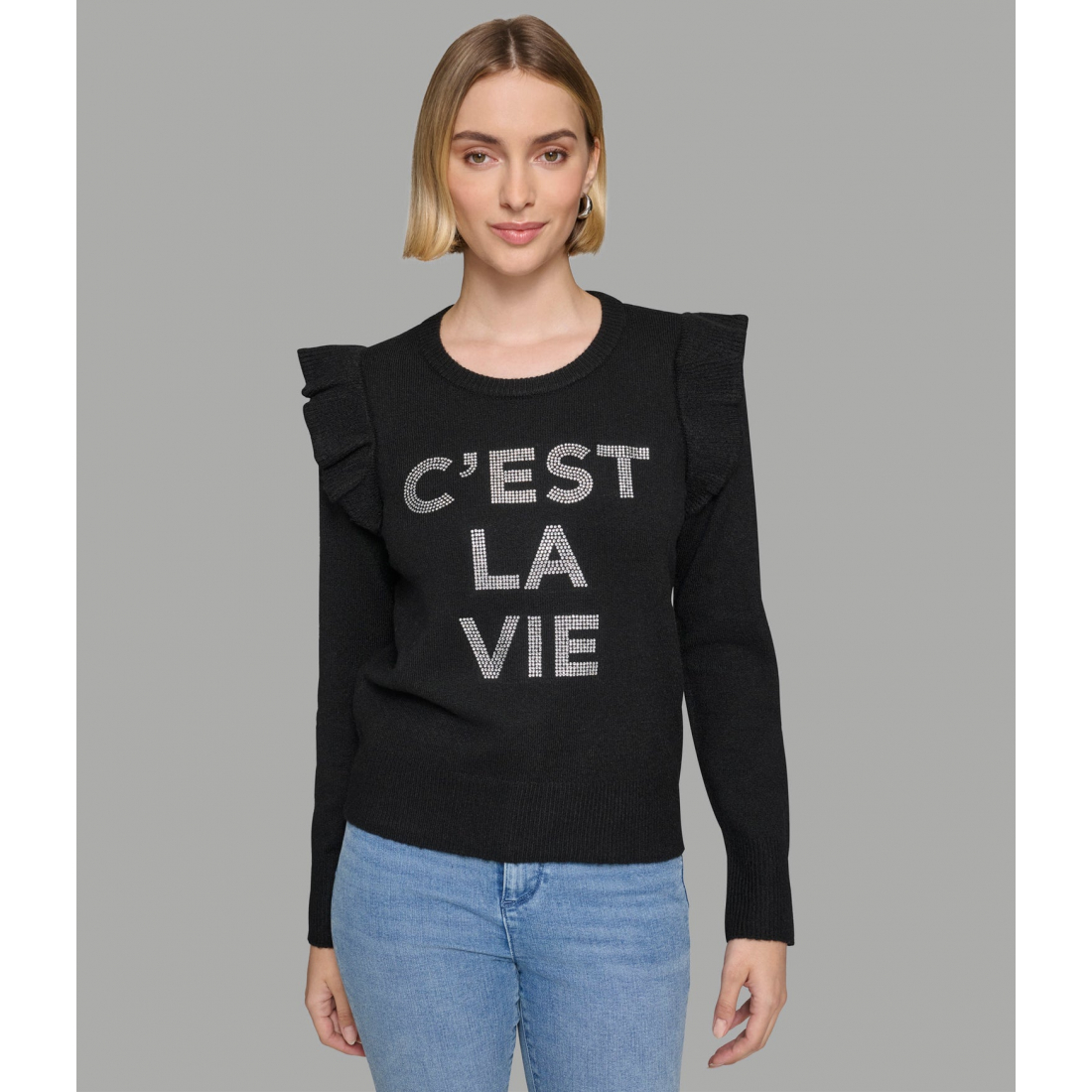 'C'Est La Vie Ruffle Sleeve Sweater' pour Femmes