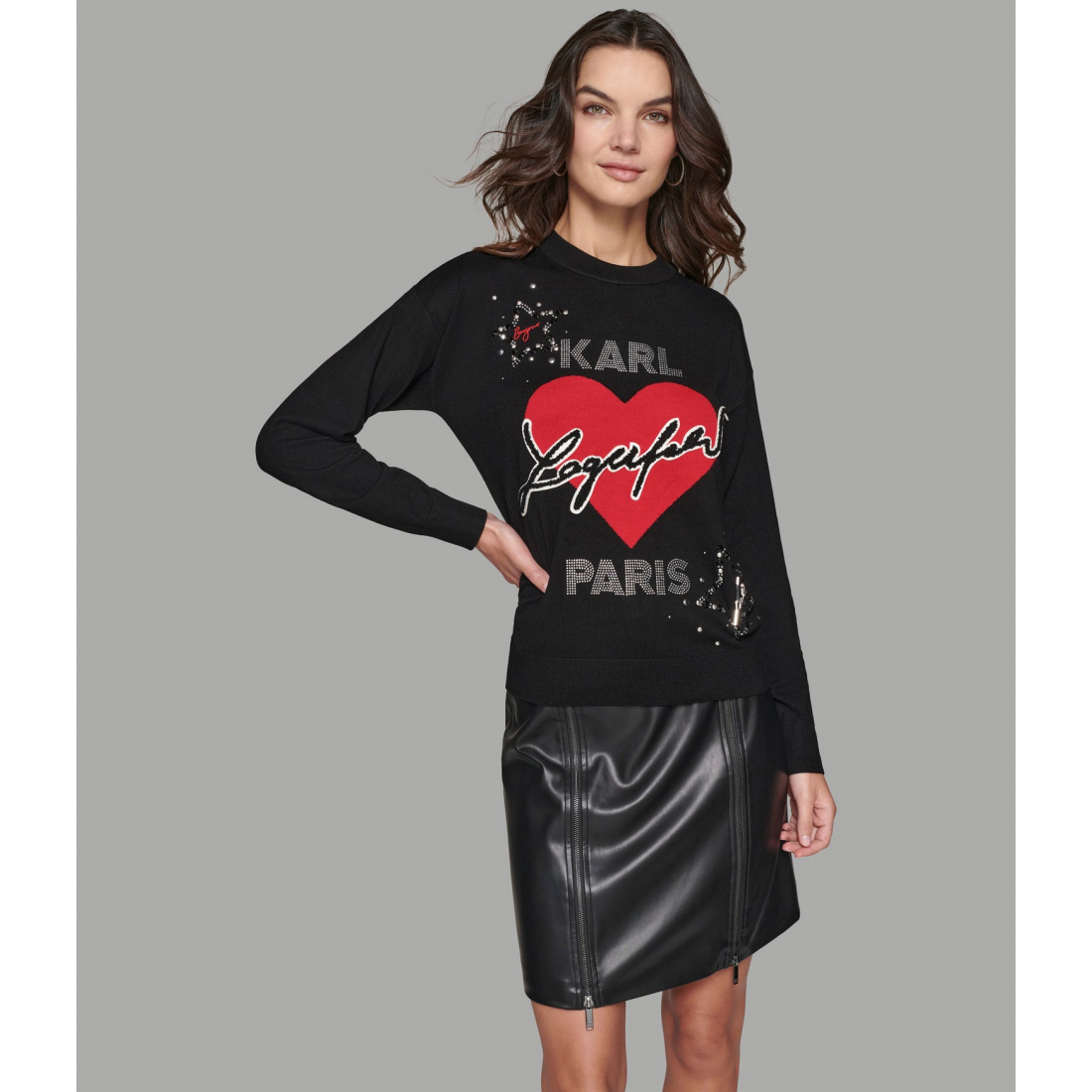 Women's 'Whimsy Karl Heart Embellished Sweater'