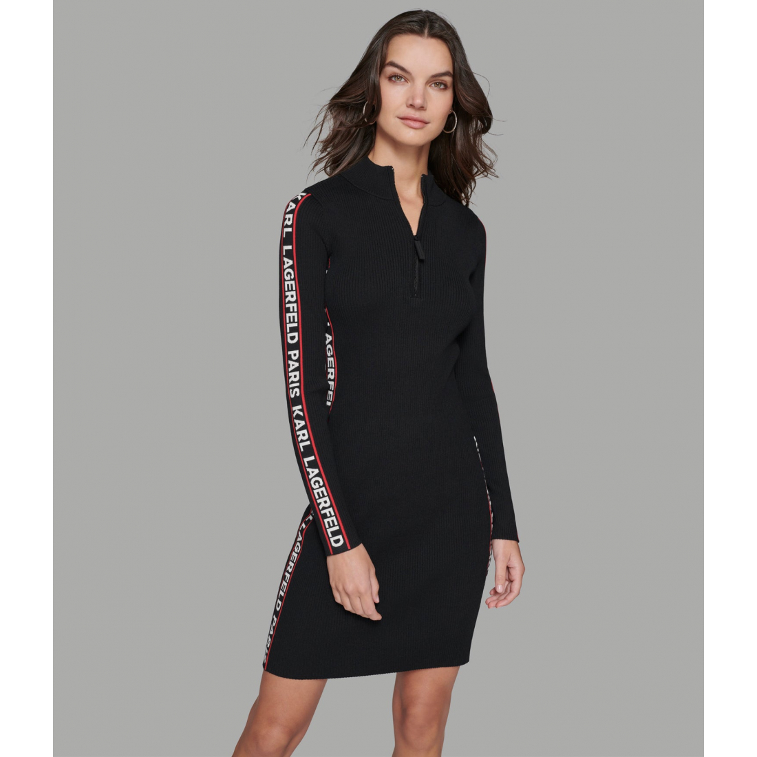 'Logo Tape 3/4 Zip Knit Dress' pour Femmes