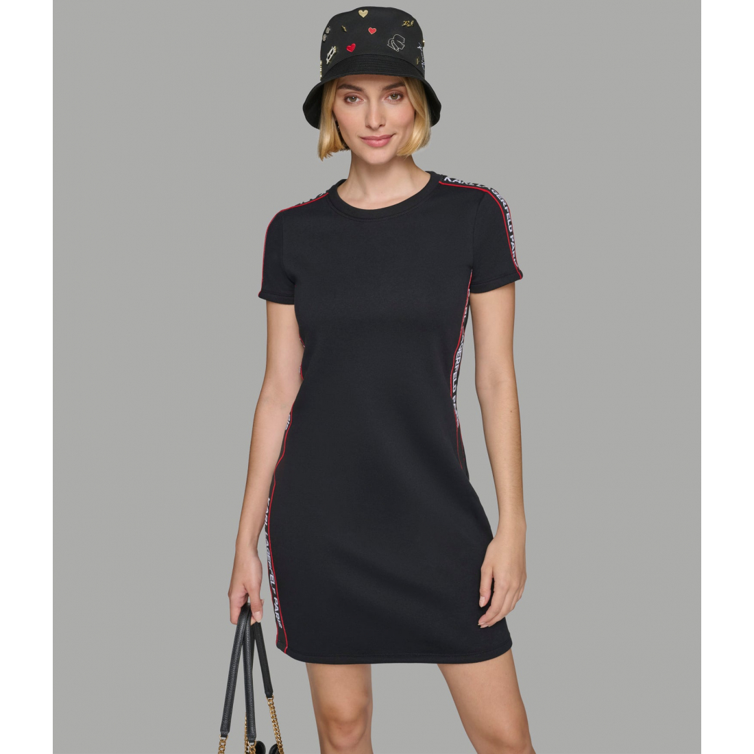 'Short Sleeve  Logo Tape Sweatshirt Dress' für Damen