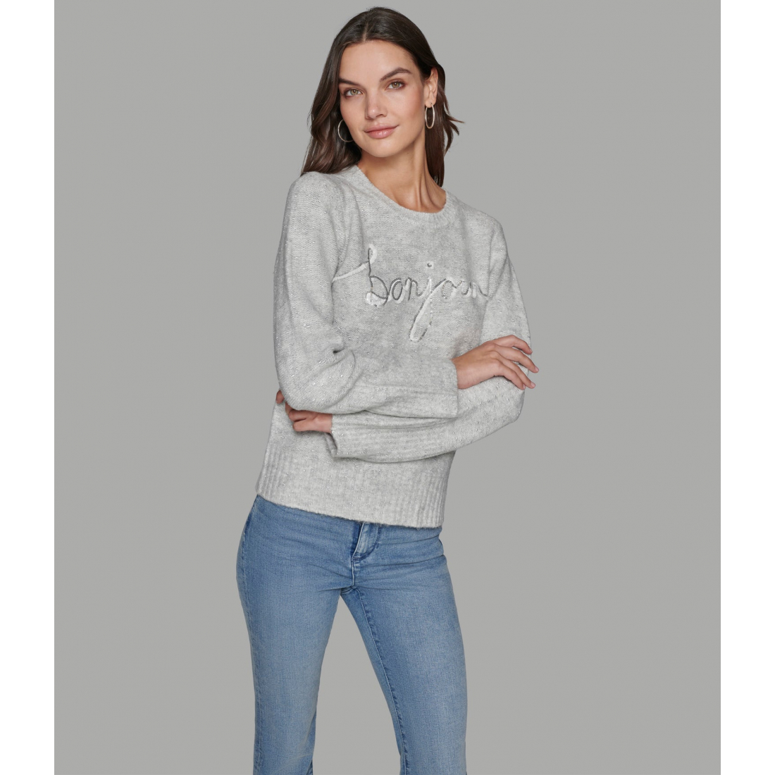 'Bonjour Script Lurex Sweater' pour Femmes