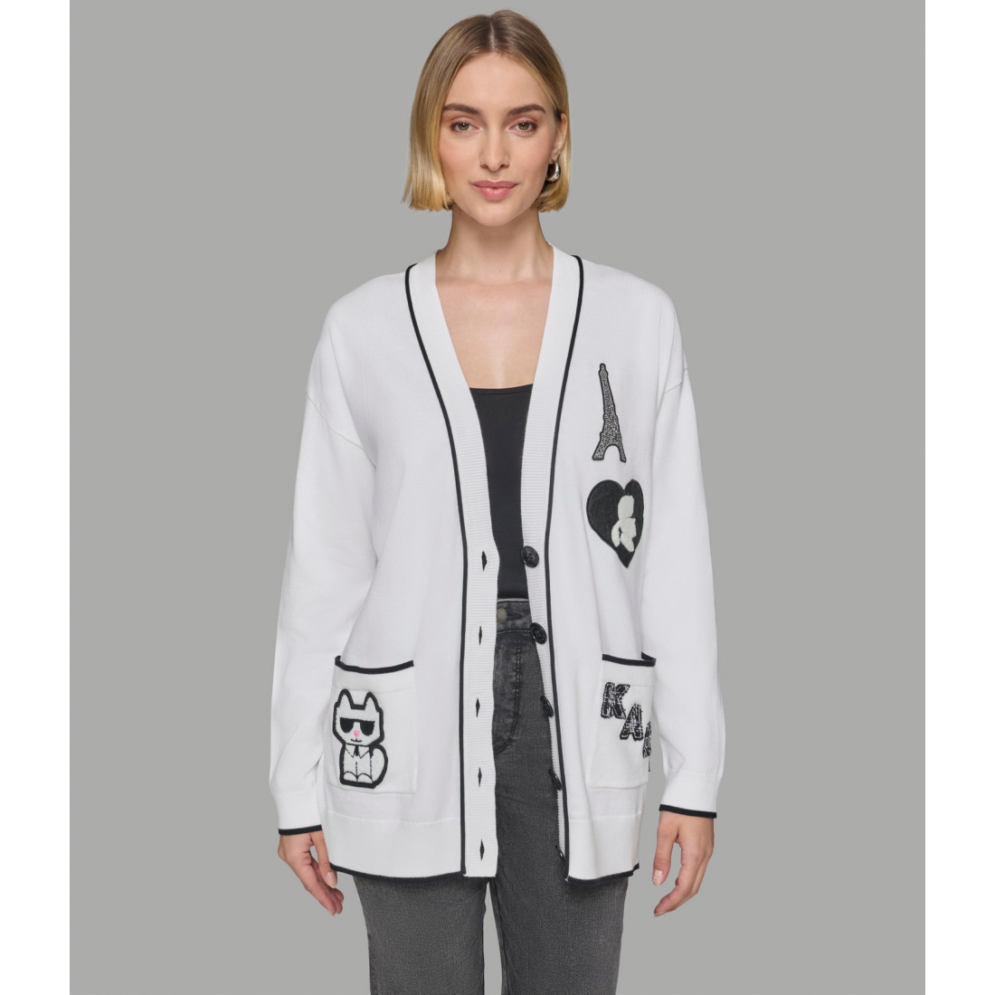 'Logo Patch Varsity Cardigan' pour Femmes