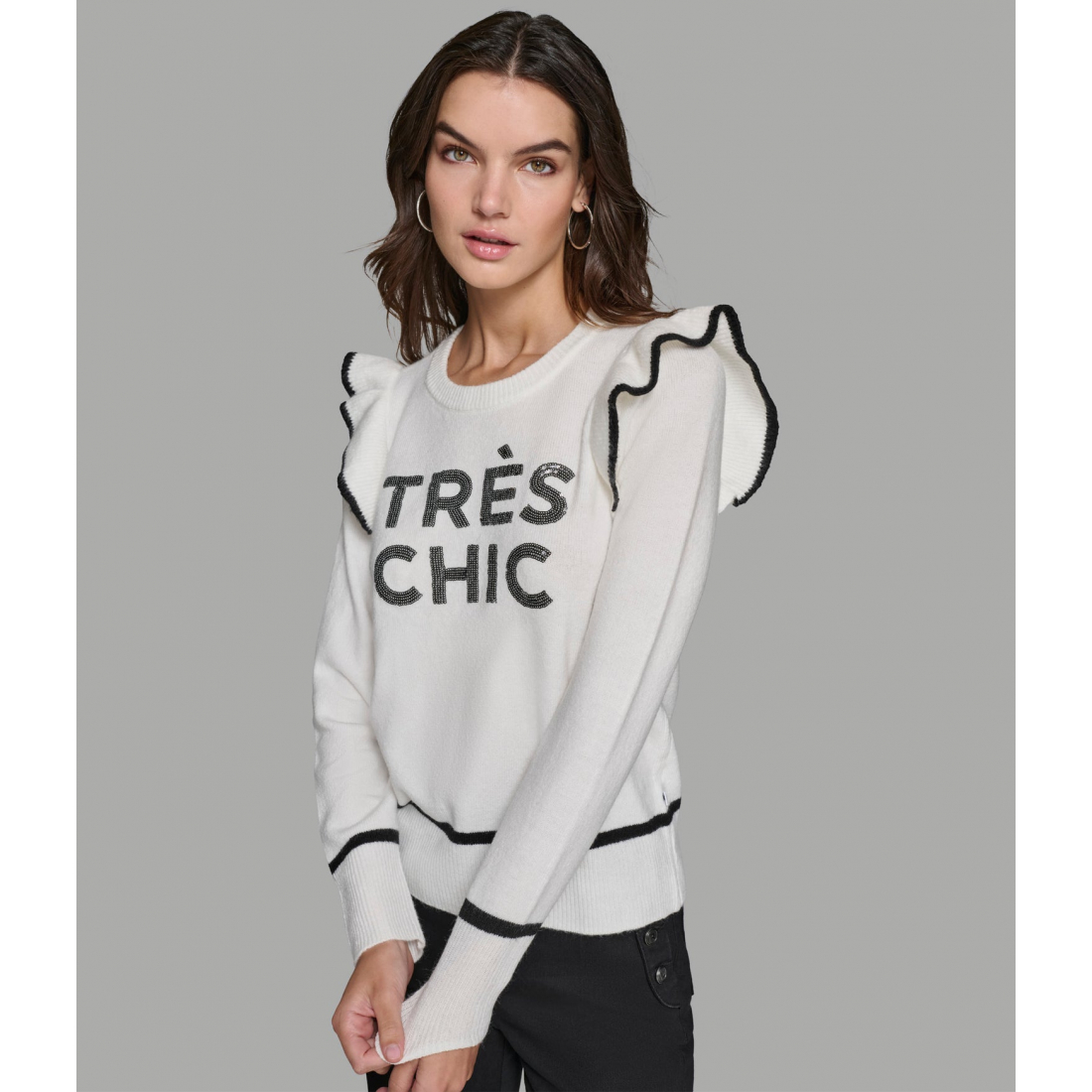 'Tres Chic Ruffle Sleeve Sweater' pour Femmes