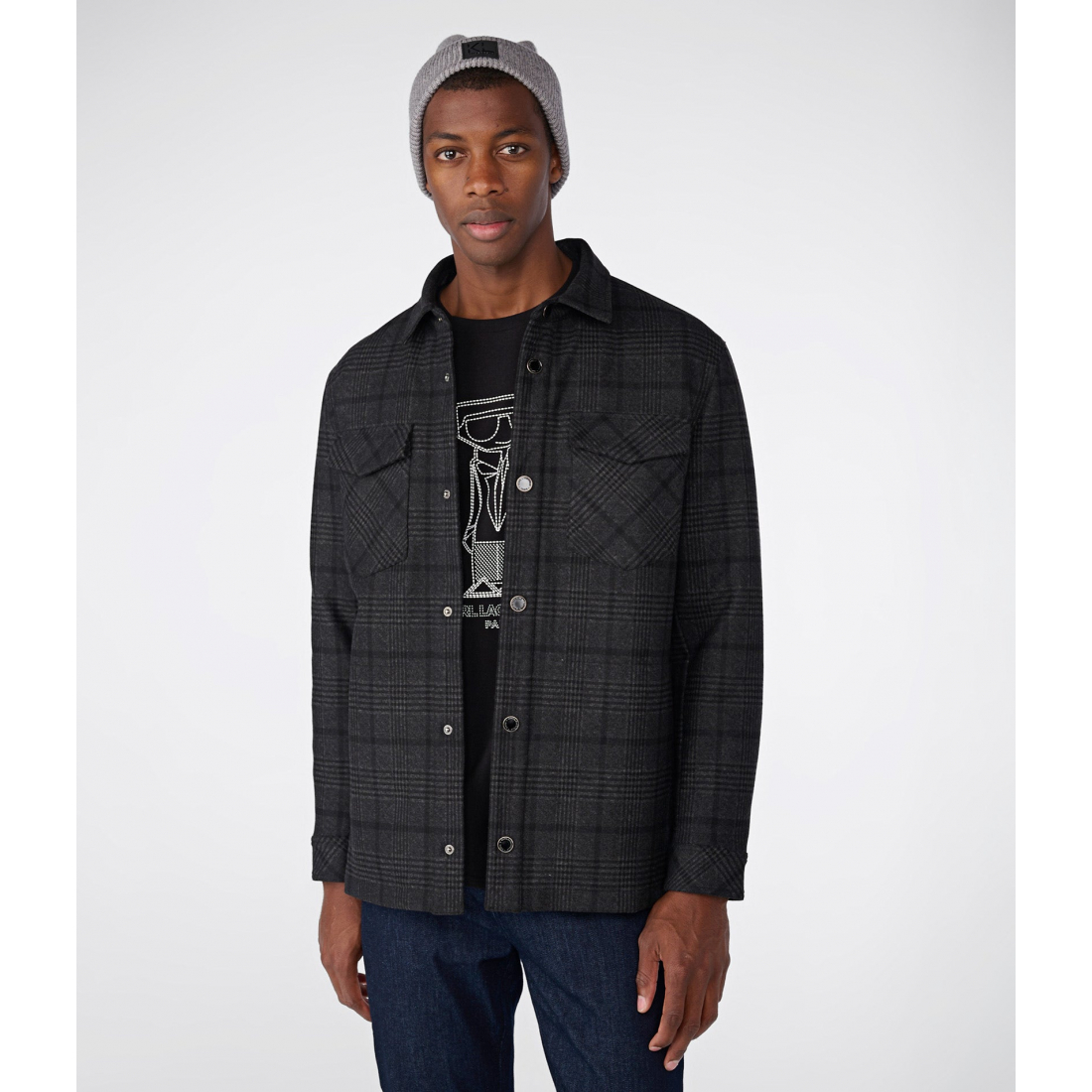 'Plaid Long Sleeve Shirt Jacket' pour Hommes