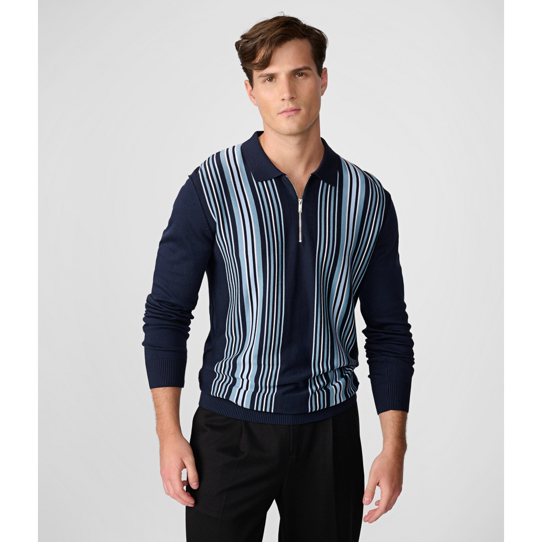 'Striped Half Zip Sweater Polo' für Herren