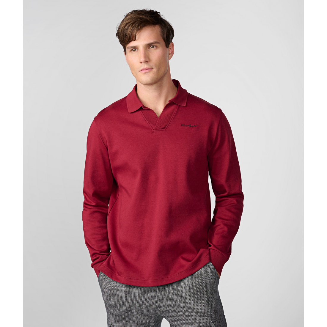 'Long Sleeve Johnny Collar Polo' pour Hommes