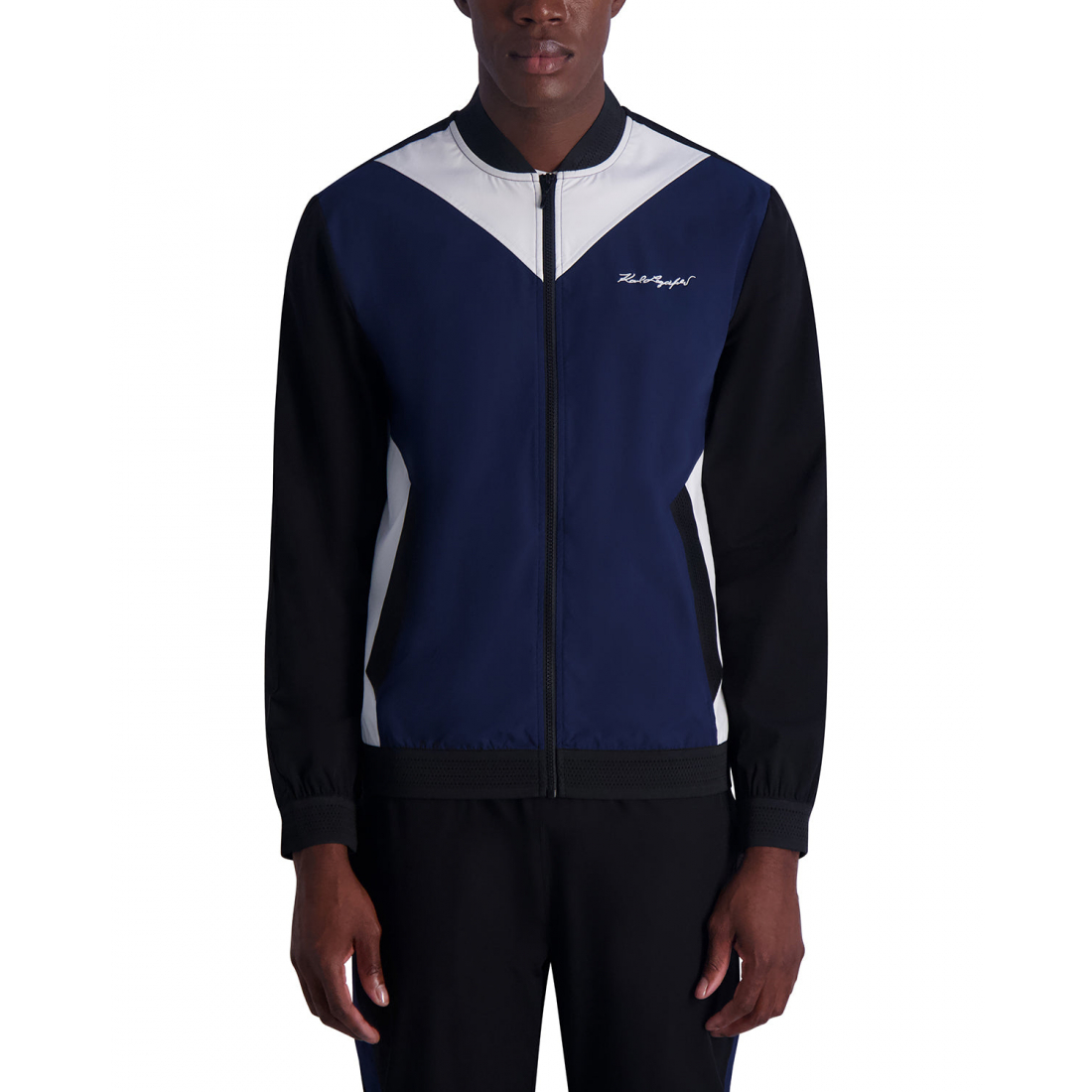 'Color Block Mesh Trim Track Jacket' pour Hommes