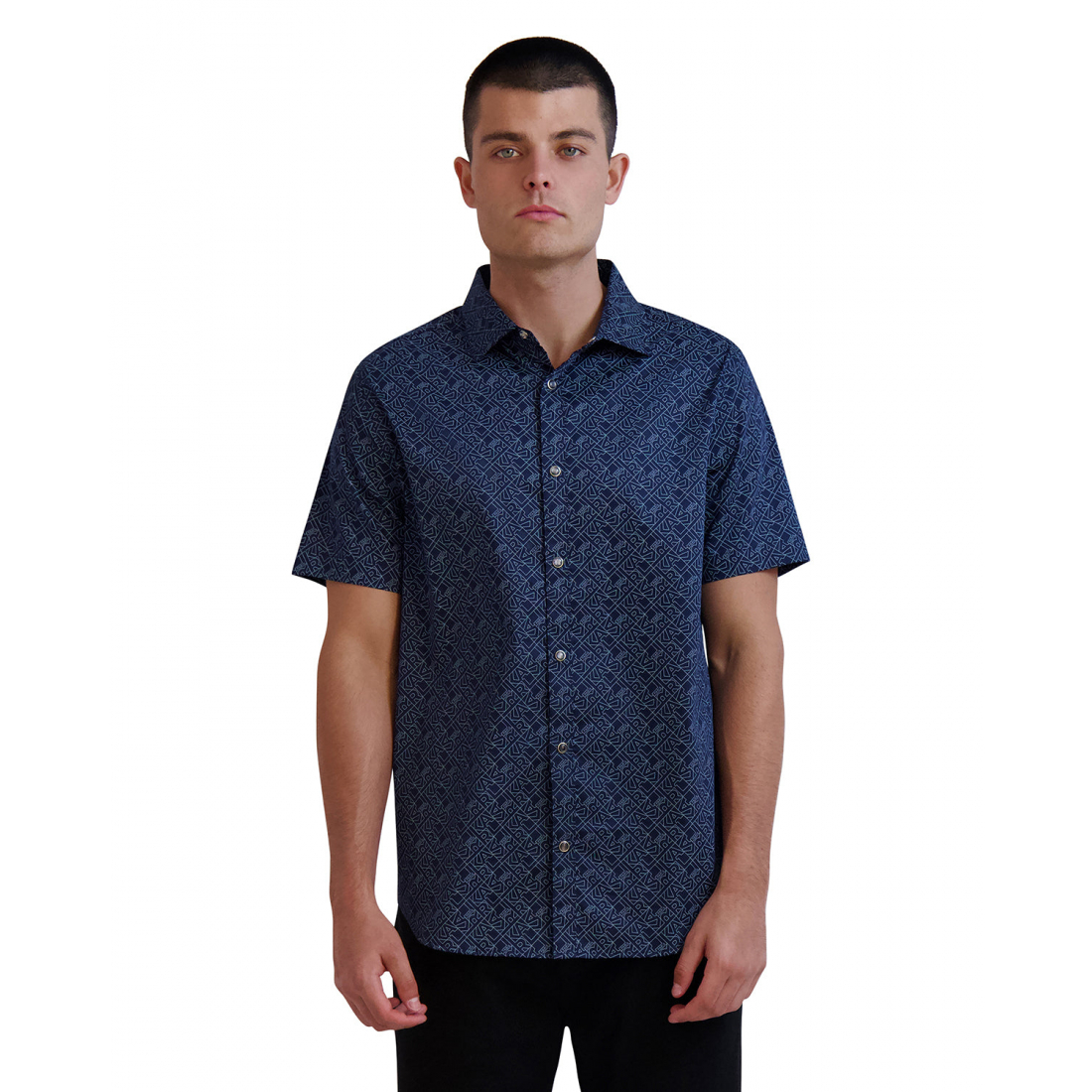 'Short Sleeve Karl Print Button Up Shirt' pour Hommes