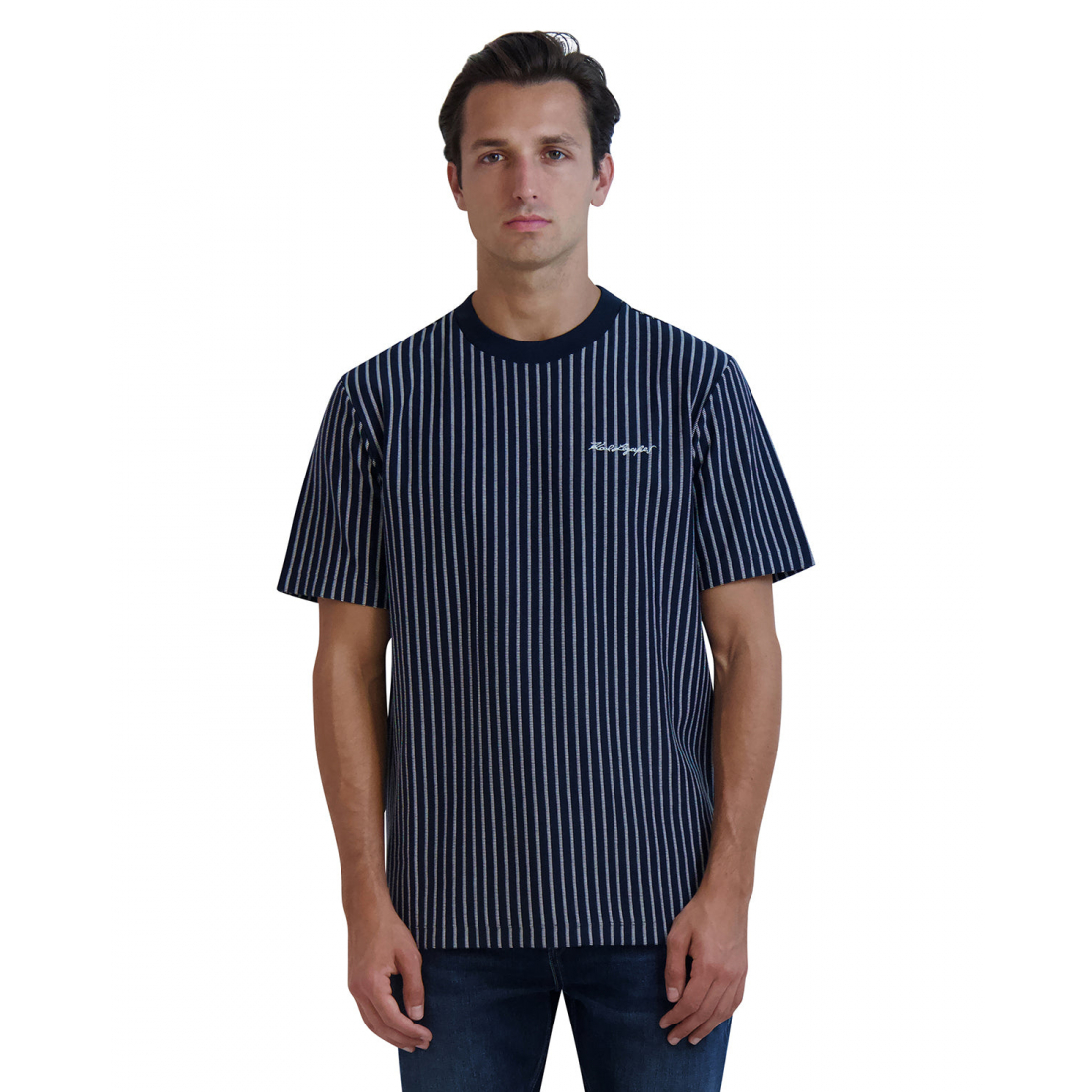 'Short Sleeve Striped Knit Top' pour Hommes