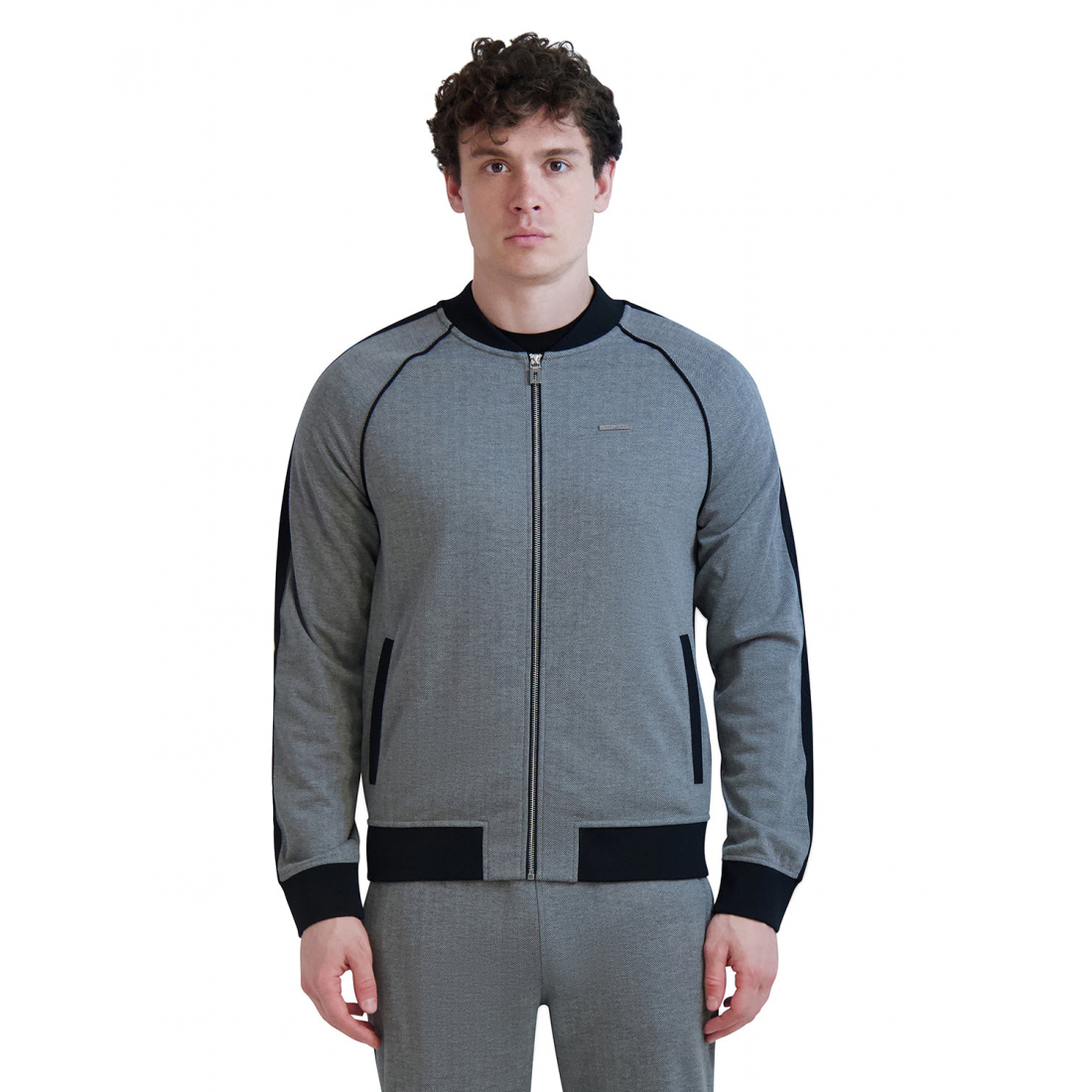 'Herringbone Grey Track Jacket' pour Hommes