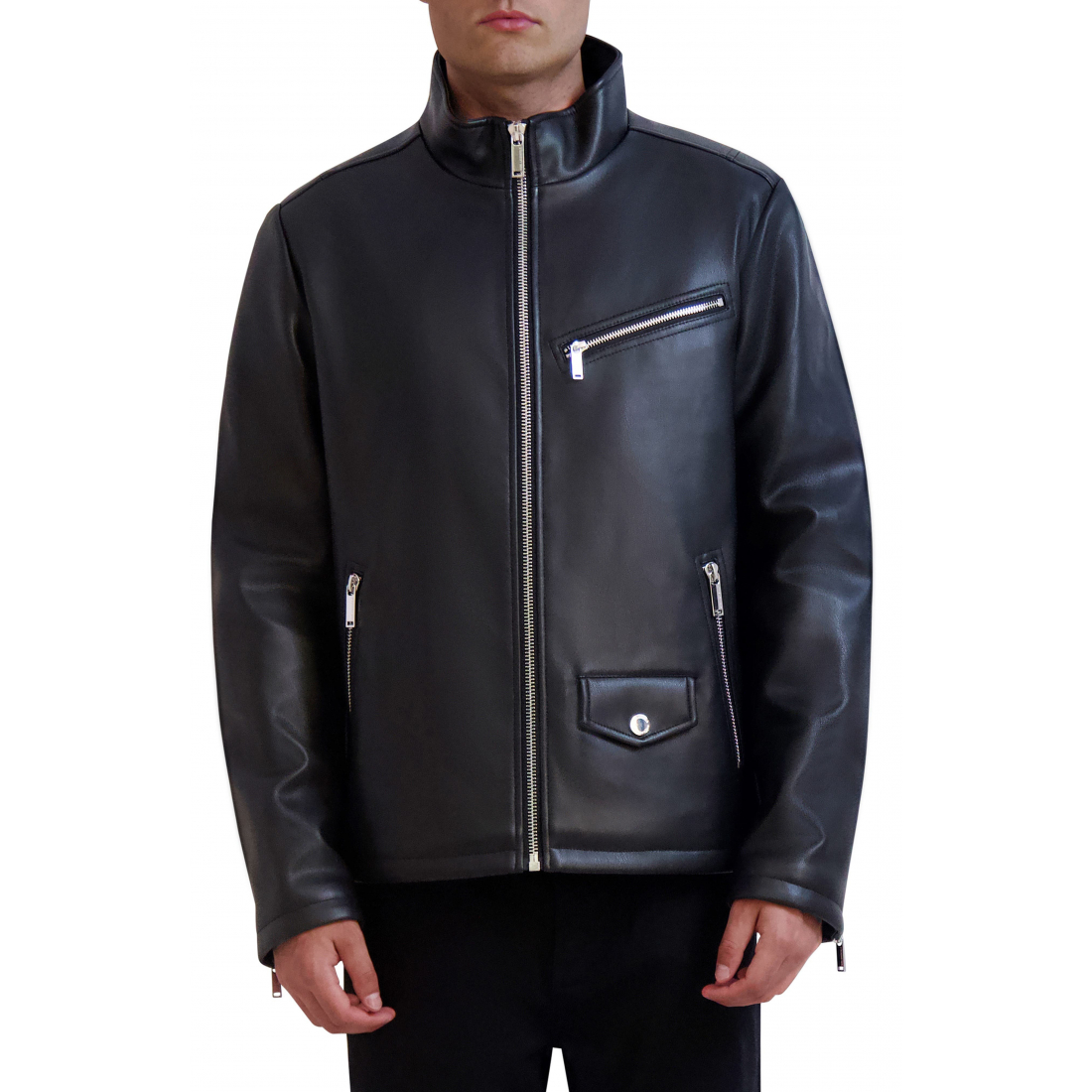 'Faux Leather Racer Jacket' für Herren