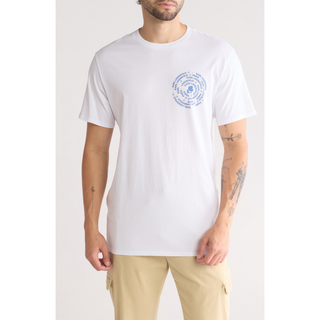 'Karl Chest Logo Cotton Graphic T-Shirt' pour Hommes