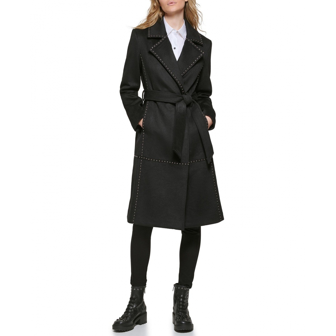 'Studded Belted Wrap Coat' für Damen