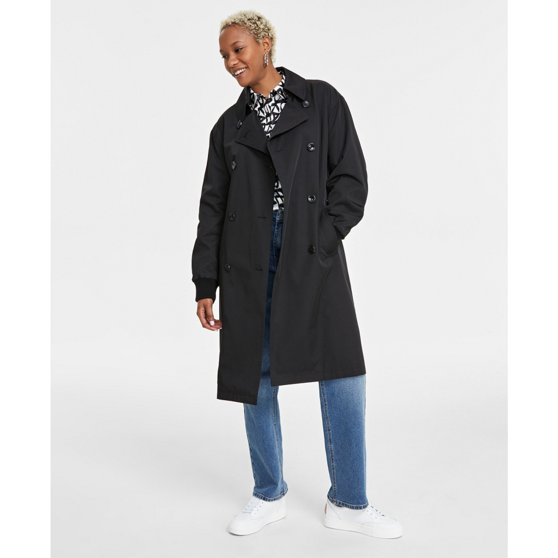 'Ruched-Sleeve Trench Coat' pour Femmes