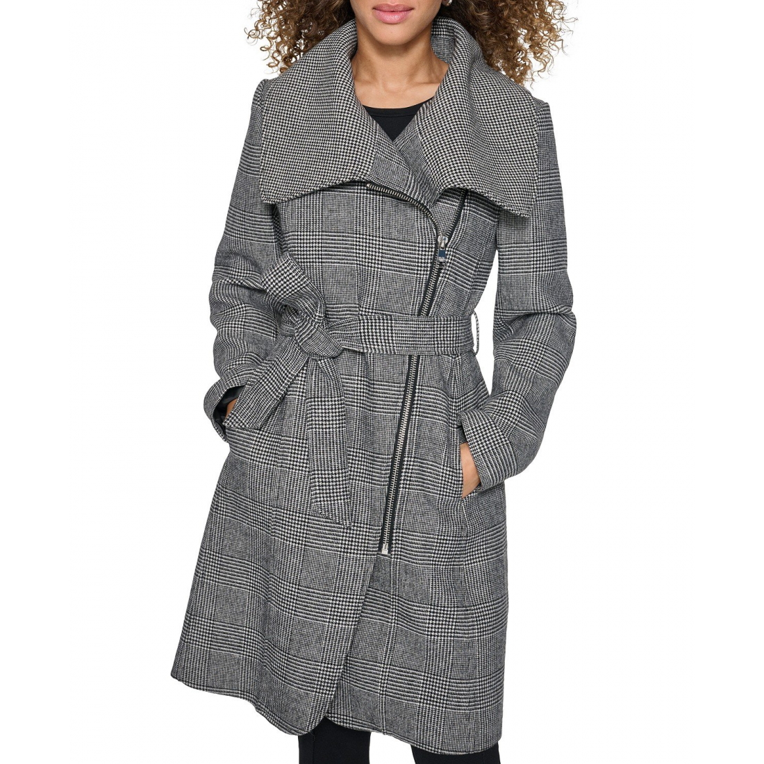 'Houndstooth Wrap Coat' pour Femmes