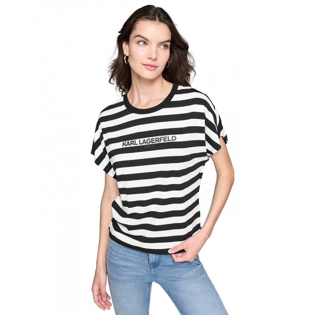 'Striped Logo T-Shirt' pour Femmes