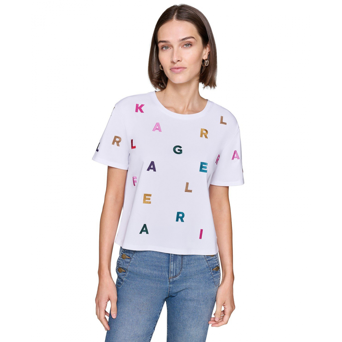 'Embroidered Logo T-Shirt' pour Femmes