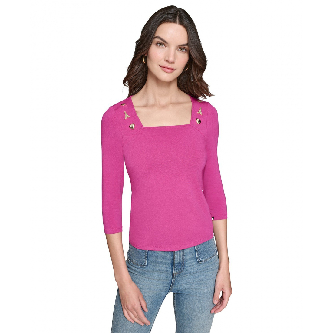 'Embellished Square-Neck Top' pour Femmes