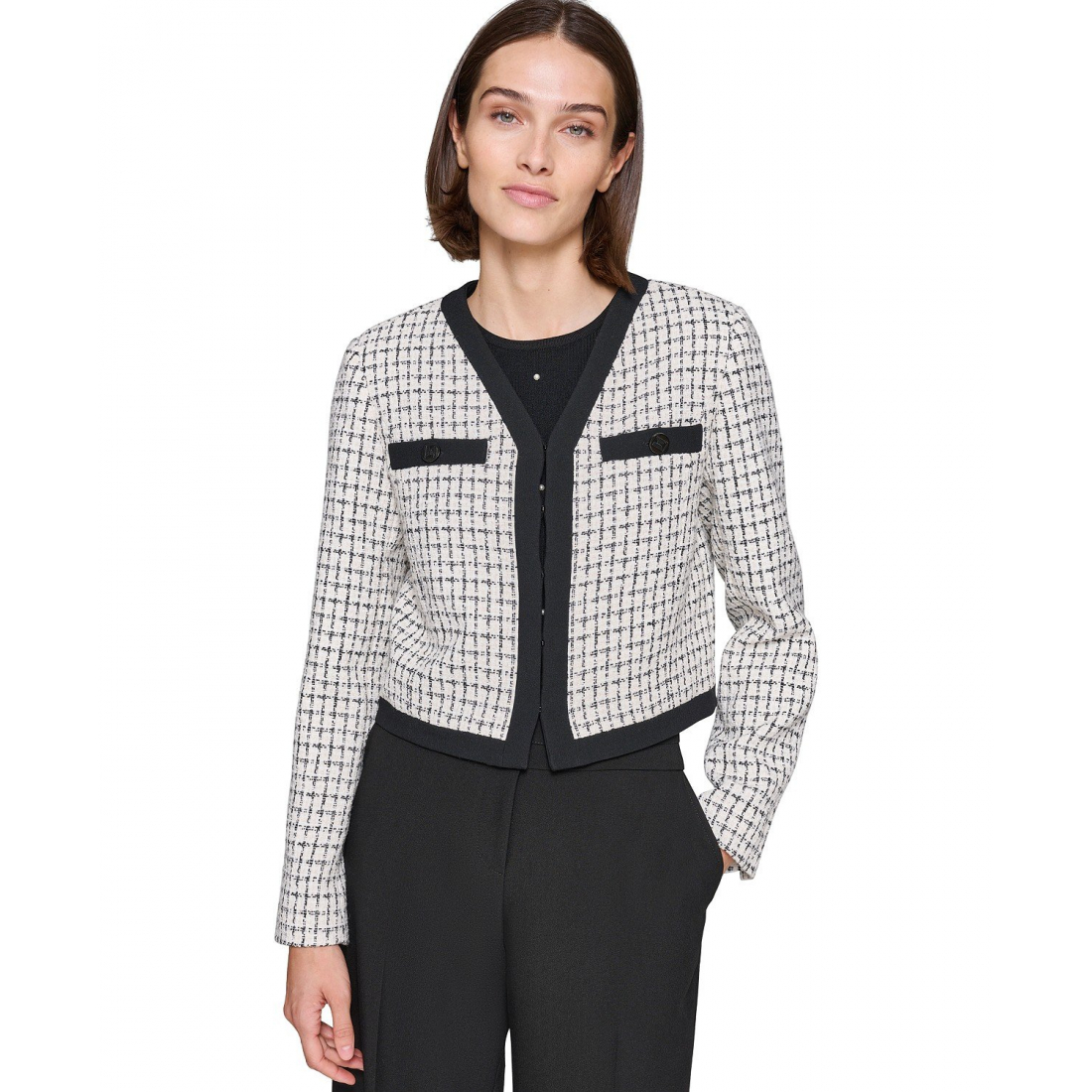 'Cropped Tweed Jacket' pour Femmes