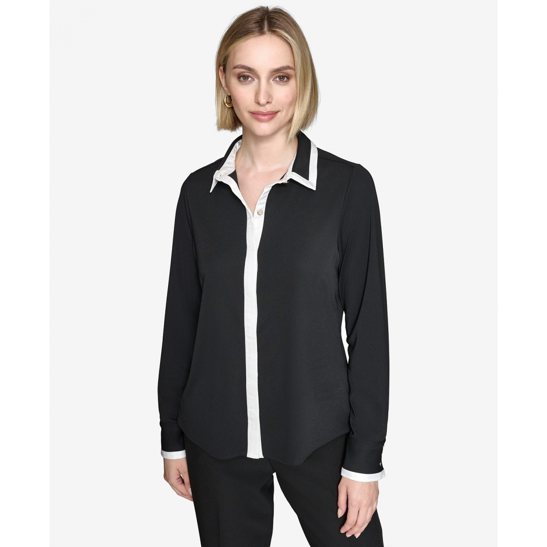 'Contrast-Trim Shirt' pour Femmes