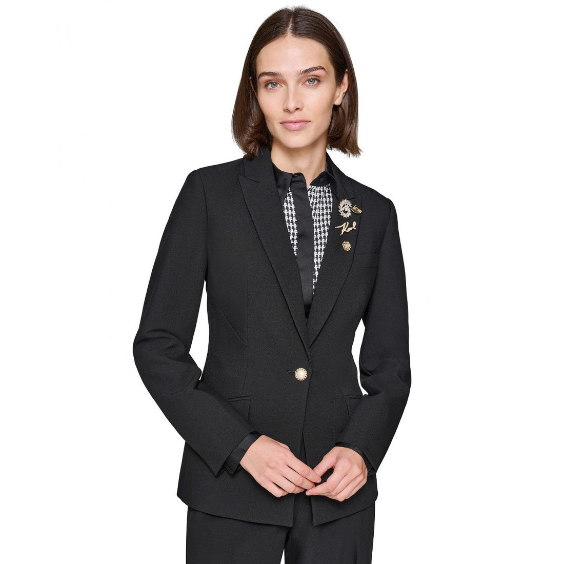 'Pin-Detail One-Button Blazer' für Damen