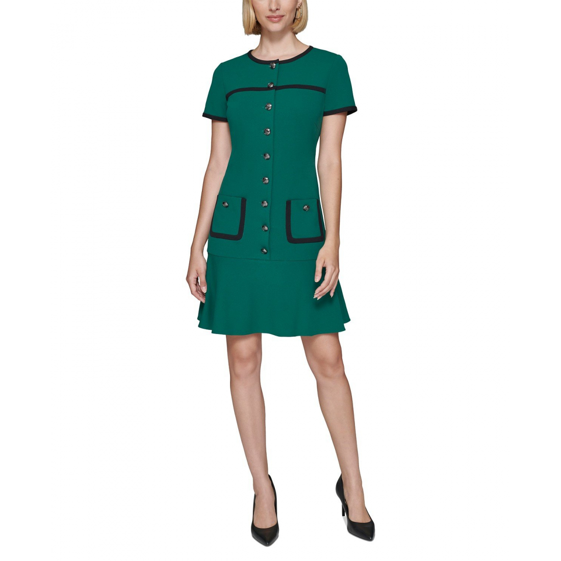 'Scuba Crepe Piping-Trim Dress' für Damen