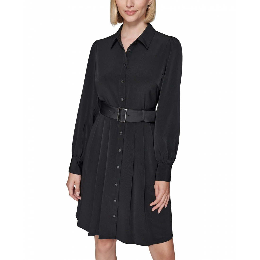 'Belted Blouson-Sleeve Shirtdress' pour Femmes