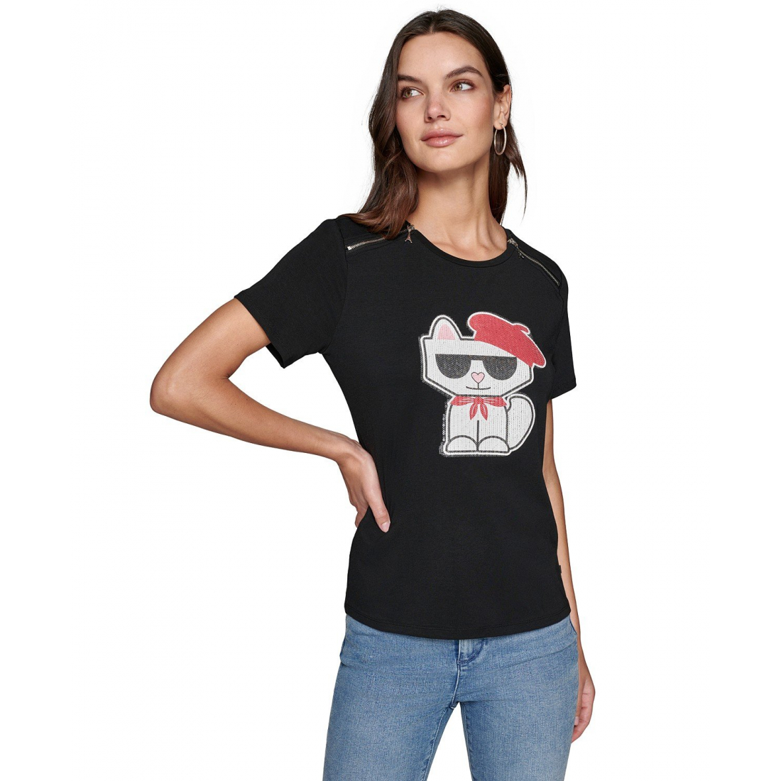 'Choupette Beret Graphic T-Shirt' pour Femmes