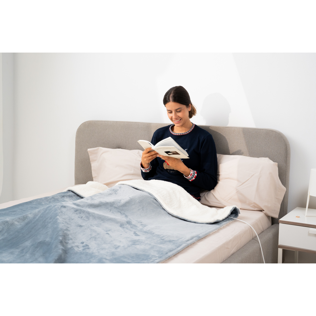 Electric Blanket Heklet White Grey 130 x 180 cm 160 W