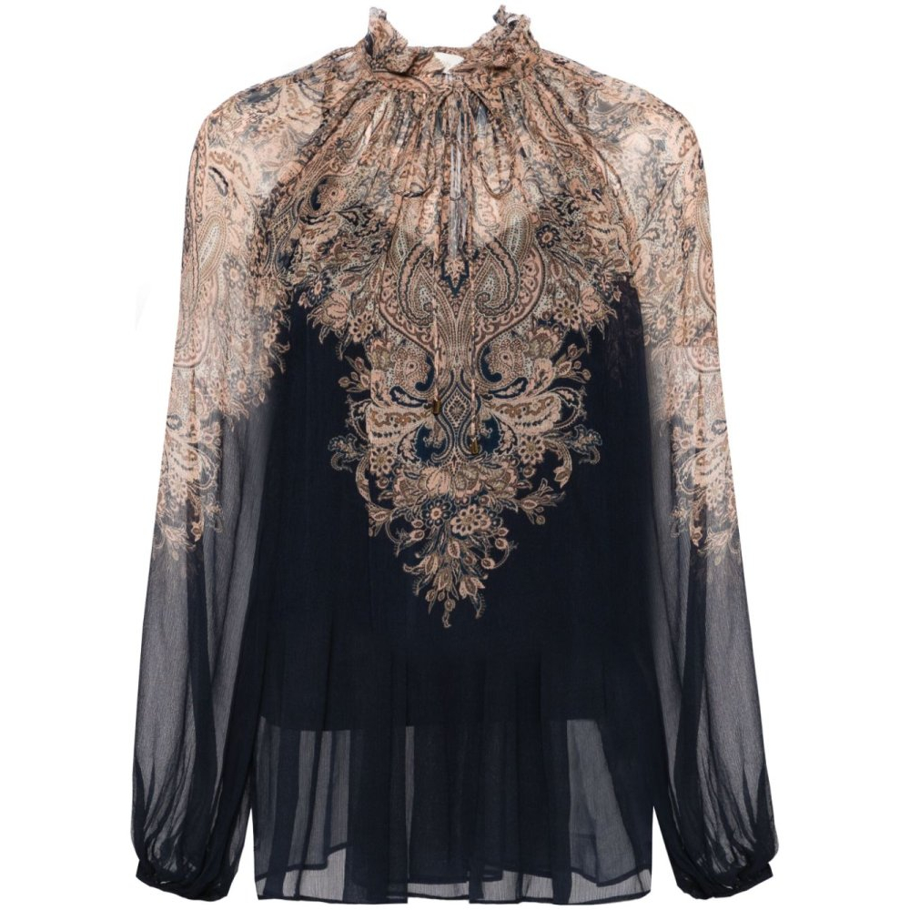 Women's 'Natura Billow Paisley-Print' Long Sleeve Blouse