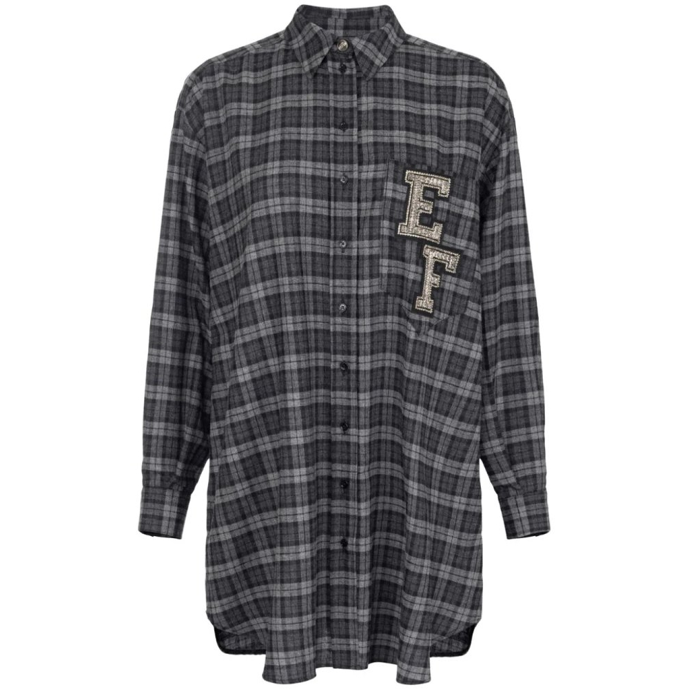 Women's 'Patch-Embroidered Tartan' Shirtdress