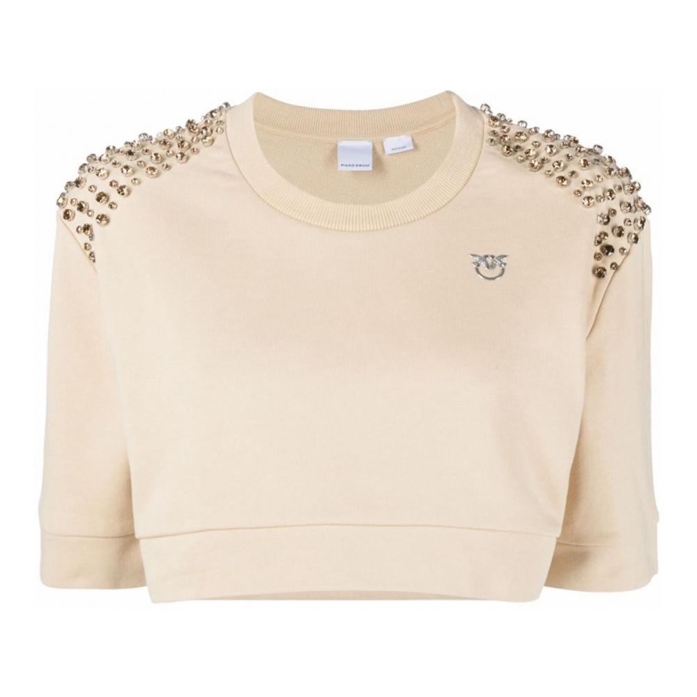 Women's 'Stud-Embellished Cropped' T-Shirt