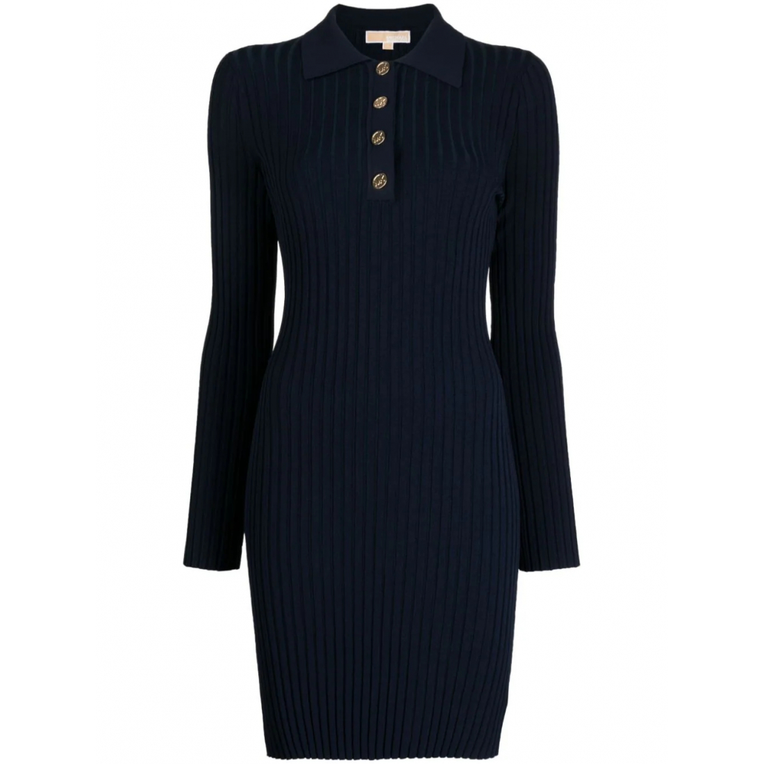 Robe mini 'Ribbed-Knit Polo-Collar' pour Femmes