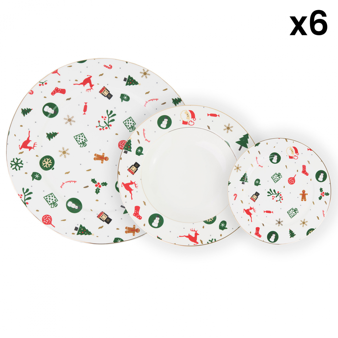 'Fantasia Del Natale' Dinner Plate Set - 18 Pieces