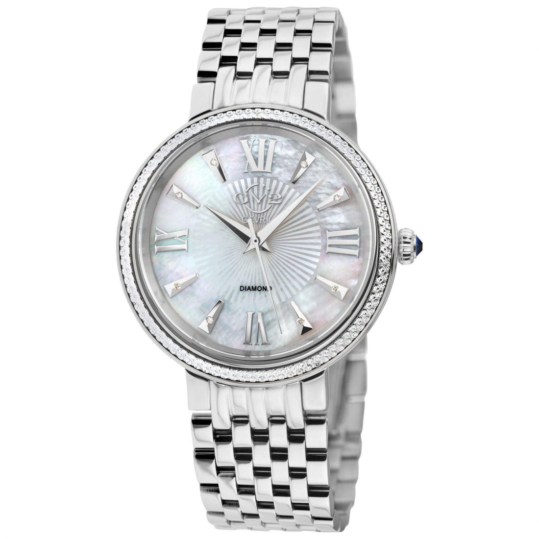 Women's Genoa White Mop Dial, Stainless Steel Diamond Watch