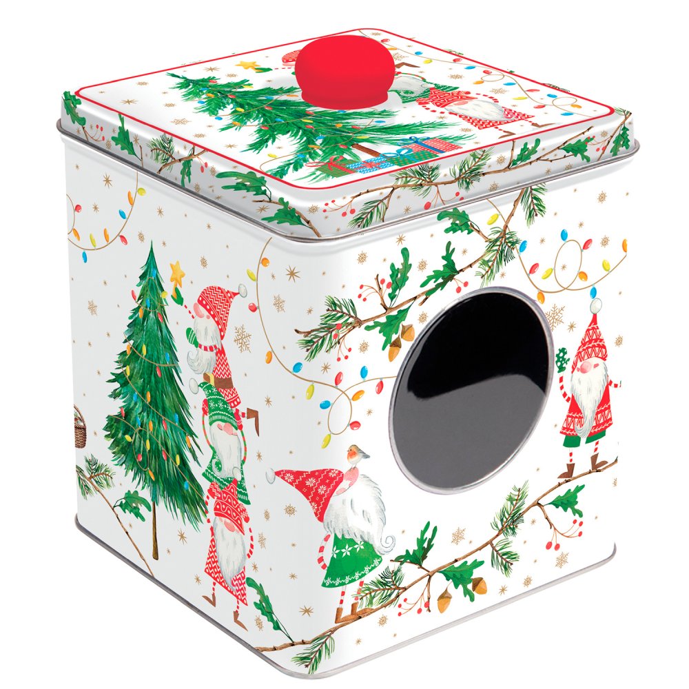 Tin Box With Window 13X13X14,5 H Ready For Christmas