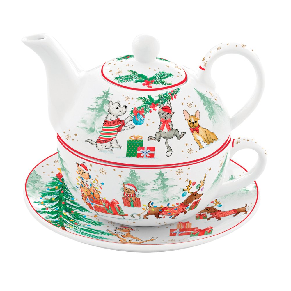 Tea For One In Porcelain 350 ml + 350 ml In Colour Box Christmas Gang