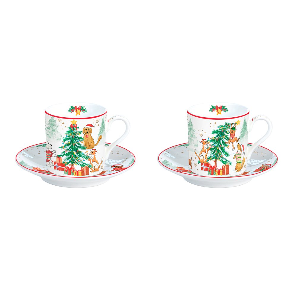 Set 2 High Quality Fine Chine C&S 75 ml In Color Box Christmas Gang