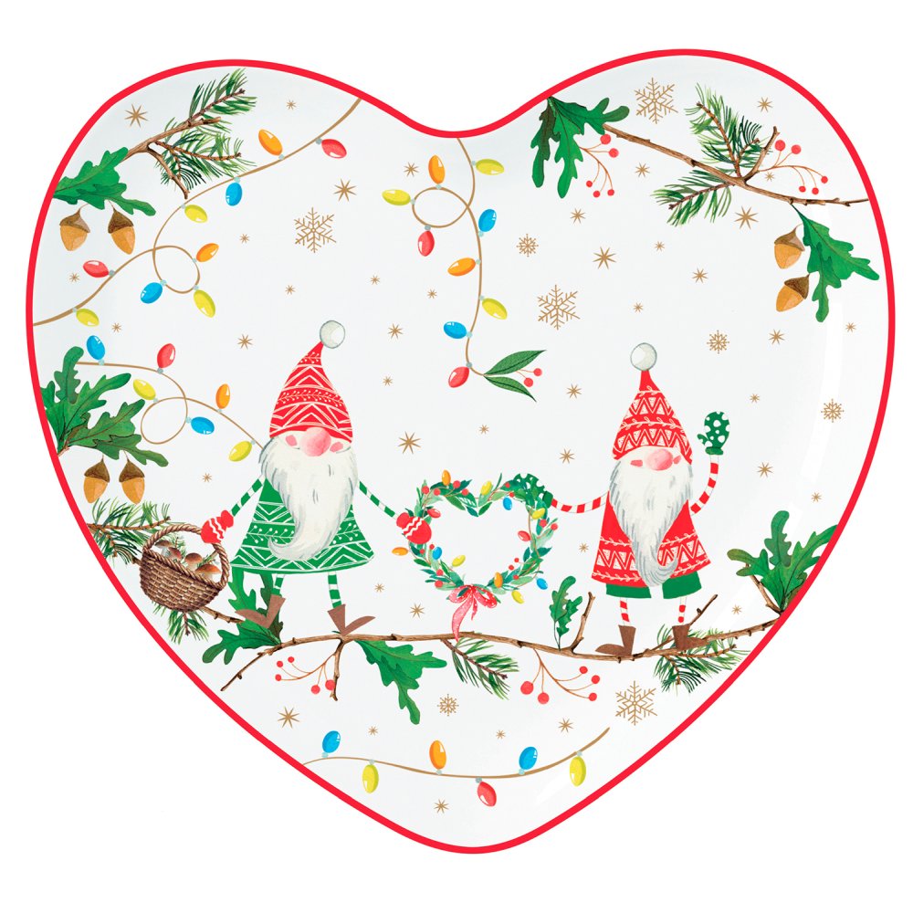 Porcelain Heart Plate 20X19 cm In Colour Box Ready For Christmas