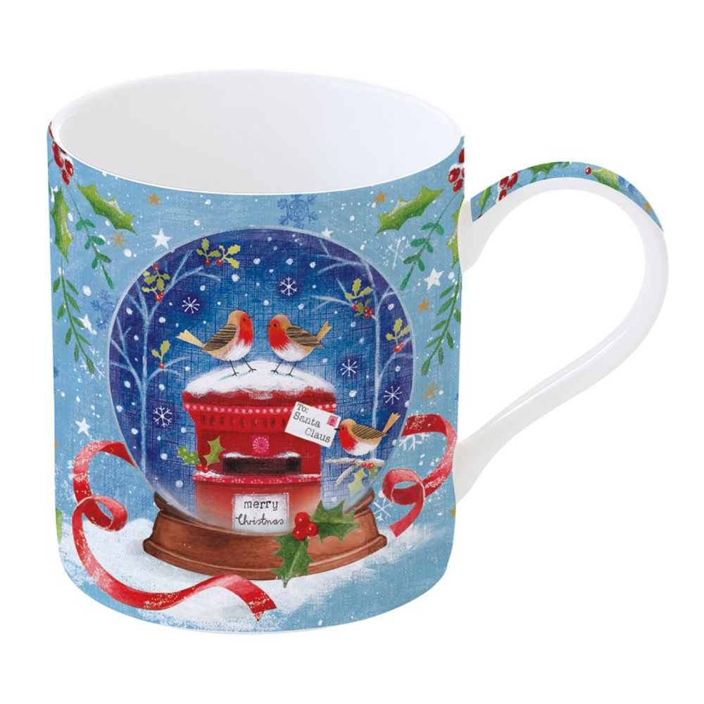 Porcelain Mug 350 ml In Gift Box With Love At Christmas Robins