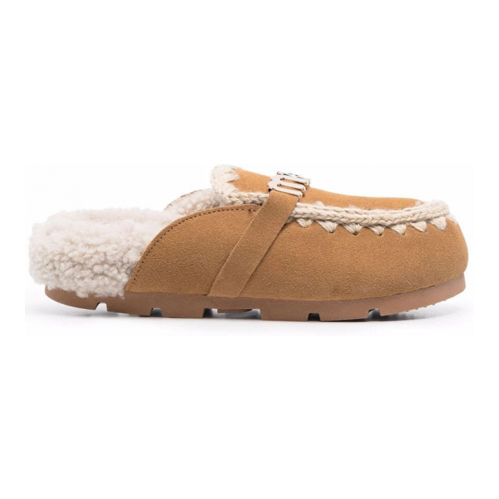 Women's 'Logo-Plaque Shearling' Mules